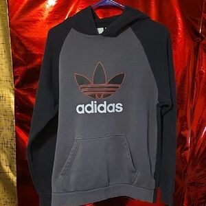 adidas Originals MEN'S LINEAR PULLOVER  HOODIE Gray/Black